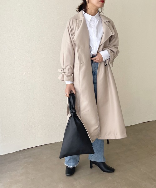 Shelly island(シェリーアイランド)の「サイドスリットロングトレンチコート【Shelly island】(トレンチコート・レディース・ベージュ・M)」の3枚目の写真