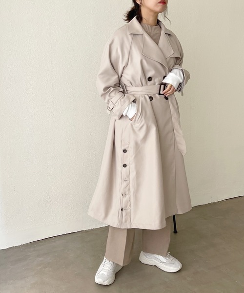 Shelly island(シェリーアイランド)の「サイドスリットロングトレンチコート【Shelly island】(トレンチコート・レディース・ベージュ・M)」の7枚目の写真