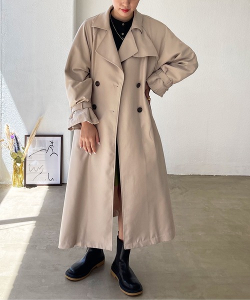 Shelly island(シェリーアイランド)の「サイドスリットロングトレンチコート【Shelly island】(トレンチコート・レディース・ベージュ・M)」の17枚目の写真