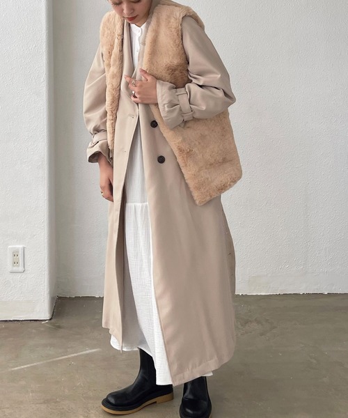 Shelly island(シェリーアイランド)の「サイドスリットロングトレンチコート【Shelly island】(トレンチコート・レディース・ベージュ・M)」の14枚目の写真