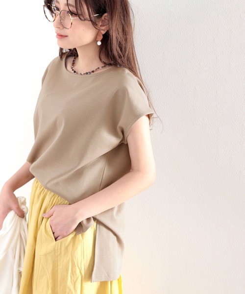 classicalelf（クラシカルエルフ）の「綿100％、さらり滑らか。シンプルフレンチトップス（Tシャツ/カットソー・レディース・ホワイト/ブラック/ベージュ/ブラウン/モカ・MEDIUM/LARGE/X-LARGE）」の5枚目の写真