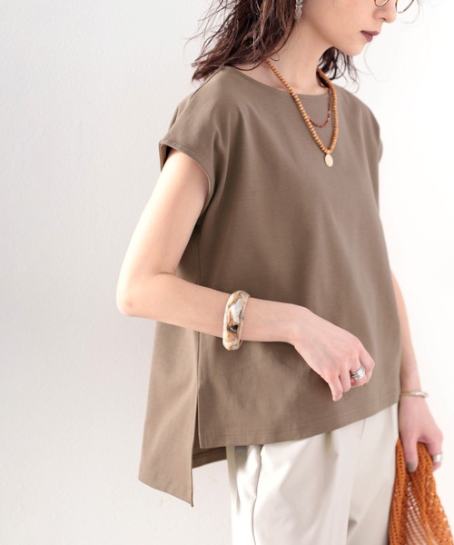 classicalelf（クラシカルエルフ）の「綿100％、さらり滑らか。シンプルフレンチトップス（Tシャツ/カットソー・レディース・ホワイト/ブラック/ベージュ/ブラウン/モカ・MEDIUM/LARGE/X-LARGE）」の6枚目の写真