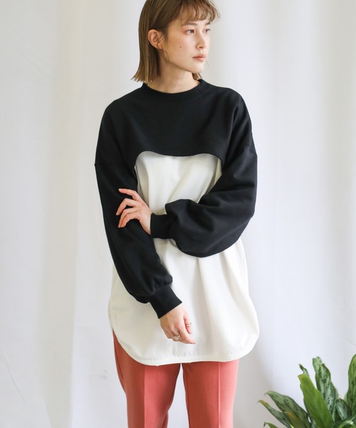 select MOCA（セレクトモカ）の「2021 SS ショートデザインプルオーバー（Tシャツ/カットソー・レディース・ブラック/グリーン/グレイッシュベージュ・FREE）」の14枚目の写真