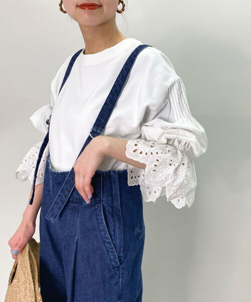 fredy repit(フレディレピ)の「レースボリューム袖プルオーバーカットソー(Tシャツ/カットソー・レディース・オフホワイト/ミント・38)」の1枚目の写真