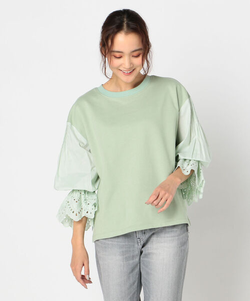 fredy repit(フレディレピ)の「レースボリューム袖プルオーバーカットソー(Tシャツ/カットソー・レディース・オフホワイト/ミント・38)」の7枚目の写真