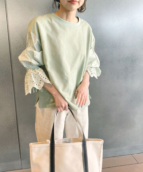 fredy repit(フレディレピ)の「レースボリューム袖プルオーバーカットソー(Tシャツ/カットソー・レディース・オフホワイト/ミント・38)」の6枚目の写真