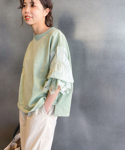 fredy repit(フレディレピ)の「レースボリューム袖プルオーバーカットソー(Tシャツ/カットソー・レディース・オフホワイト/ミント・38)」の4枚目の写真