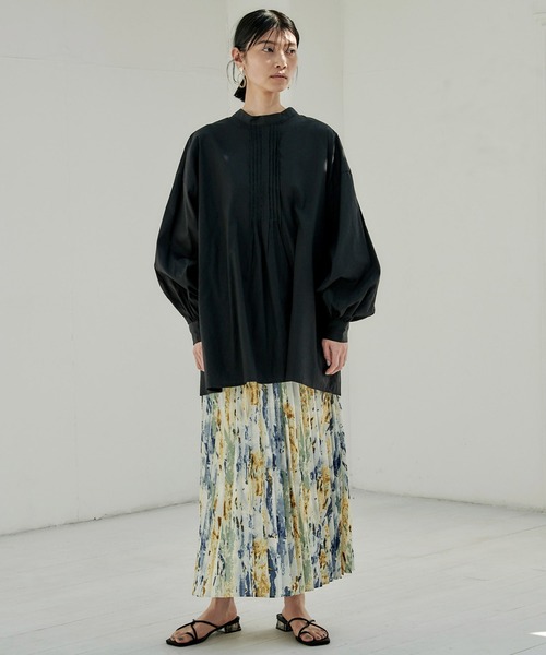 EMMA（EMMA CLOTHES）（エマ）の「【EMMA】ジョーゼット水彩柄プリントプリーツスカート（スカート・レディース・ベージュ/ブルー/グリーン/パープル/グリーン系その他/ブルー系その他・FREE）」の22枚目の写真