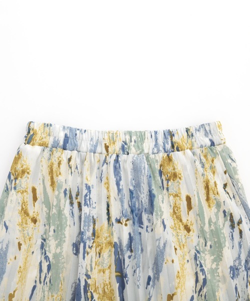 EMMA（EMMA CLOTHES）（エマ）の「【EMMA】ジョーゼット水彩柄プリントプリーツスカート（スカート・レディース・ベージュ/ブルー/グリーン/パープル/グリーン系その他/ブルー系その他・FREE）」の9枚目の写真