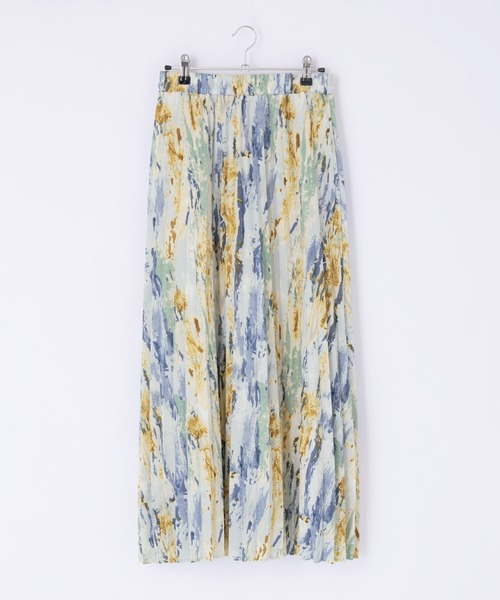 EMMA（EMMA CLOTHES）（エマ）の「【EMMA】ジョーゼット水彩柄プリントプリーツスカート（スカート・レディース・ベージュ/ブルー/グリーン/パープル/グリーン系その他/ブルー系その他・FREE）」の8枚目の写真
