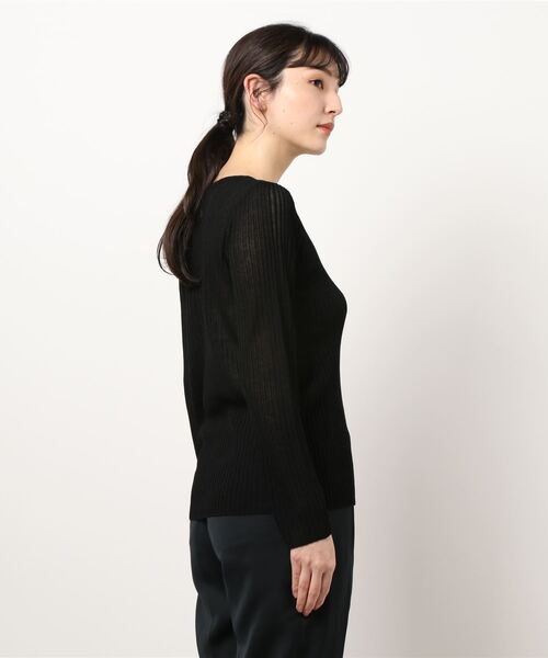 LOWRYS FARM（ローリーズファーム）の「シアーリブニットプルオーバーＬＳ　938159（ニット/セーター・レディース・ブラック/グリーン/アイボリー・FREE）」の6枚目の写真