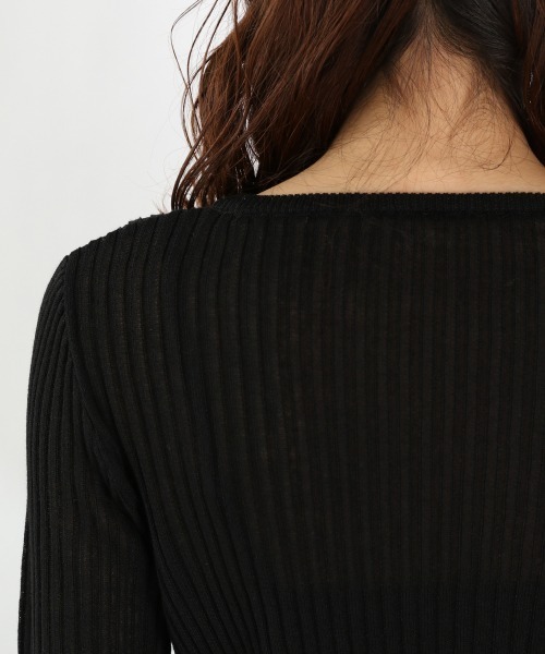 LOWRYS FARM（ローリーズファーム）の「シアーリブニットプルオーバーＬＳ　938159（ニット/セーター・レディース・ブラック/グリーン/アイボリー・FREE）」の13枚目の写真