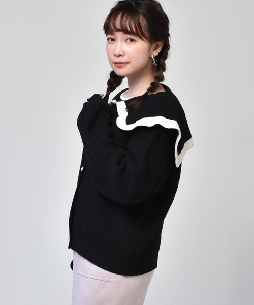 ems excite（エムズエキサイト）の「セーラーデカ襟ニットカーデ