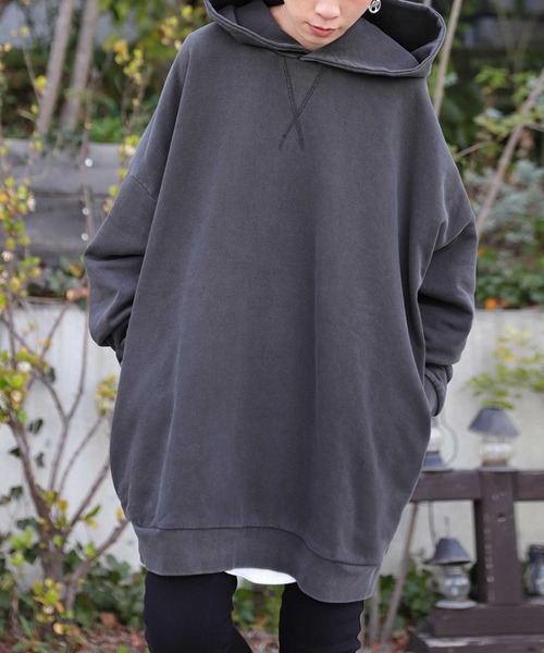 antiqua(アンティカ)の「色落ち×風合い抜群◎BIGサイズプルオーバー(パーカー・レディース・ブラック/ベージュ/カーキ/パープル・L/XL/M/L)」の6枚目の写真