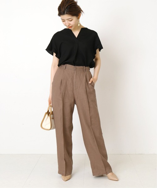 Simplicite（サンプリシテ）の「サイドバックルリネン PT◆（その他パンツ・レディース・ブラウン/ベージュ・FREE）」の3枚目の写真