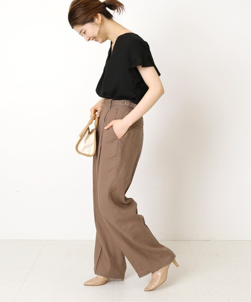 Simplicite（サンプリシテ）の「サイドバックルリネン PT◆（その他パンツ・レディース・ブラウン/ベージュ・FREE）」の4枚目の写真