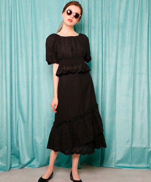 Seemi. byNICECLAUP（ シーミーバイナイスクラップ）の「コットンレースパフ袖ブラウス（シャツ/ブラウス・レディース・オフホワイト/ブラック/レッド・FREE）」の17枚目の写真