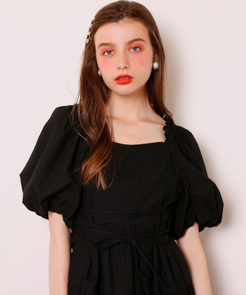 Seemi. byNICECLAUP（ シーミーバイナイスクラップ）の「コットンレースパフ袖ブラウス（シャツ/ブラウス・レディース・オフホワイト/ブラック/レッド・FREE）」の21枚目の写真