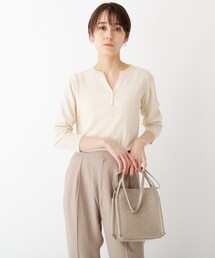 OPAQUE.CLIP | ファインゲージヴィスコース ランダムリブヘンリーネックニット【WEB限定サイズ】(ニット/セーター)