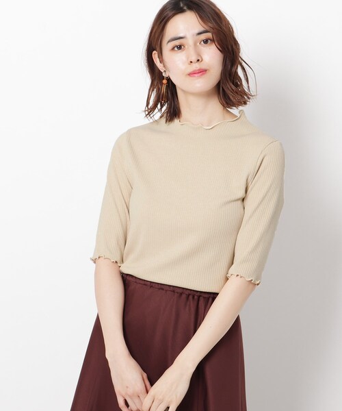 THE SHOP TK （ザ ショップ ティーケー ）の「◆リブメローデザインプルオーバー（Tシャツ/カットソー・レディース・ライトベージュ/ブラック/ホワイト系・13/12）」の3枚目の写真