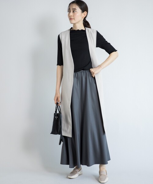 THE SHOP TK （ザ ショップ ティーケー ）の「◆リブメローデザインプルオーバー（Tシャツ/カットソー・レディース・ライトベージュ/ブラック/ホワイト系・13/12）」の14枚目の写真