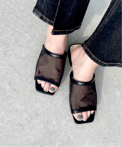 Heather(ヘザー)の「チュールスリッパサンダル2_947254(サンダル・レディース・ブラック/ベージュ/グレー・L/M)」の1枚目の写真