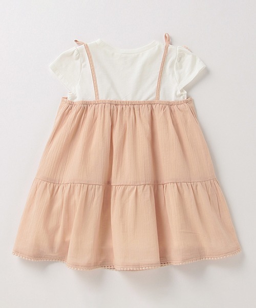 petit main（プティマイン）の「胸シャーリングドッキングワンピース（ワンピース・キッズ・ライトグリーン/ライトピンク・130cm/100cm/110cm/120cm/90cm/80ｃｍ）」の7枚目の写真