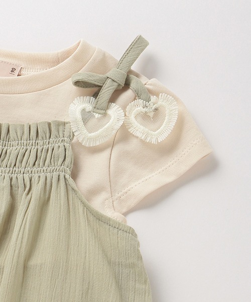 petit main（プティマイン）の「胸シャーリングドッキングワンピース（ワンピース・キッズ・ライトグリーン/ライトピンク・130cm/100cm/110cm/120cm/90cm/80ｃｍ）」の11枚目の写真
