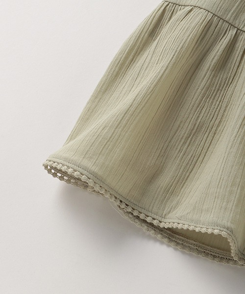 petit main（プティマイン）の「胸シャーリングドッキングワンピース（ワンピース・キッズ・ライトグリーン/ライトピンク・130cm/100cm/110cm/120cm/90cm/80ｃｍ）」の10枚目の写真