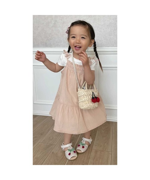 petit main（プティマイン）の「胸シャーリングドッキングワンピース（ワンピース・キッズ・ライトグリーン/ライトピンク・130cm/100cm/110cm/120cm/90cm/80ｃｍ）」の14枚目の写真