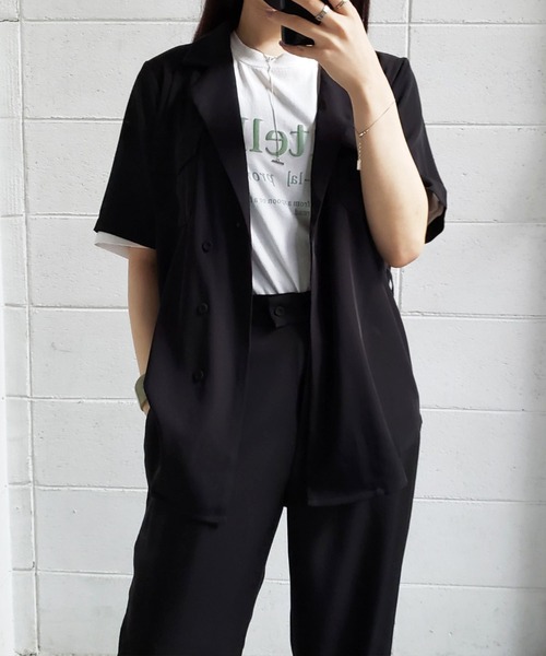 スーツ セットアップ ジャケット パンツ ウエストマーク セットアップ スーツ ジャケット パンツ ワイドパンツ ウエスト