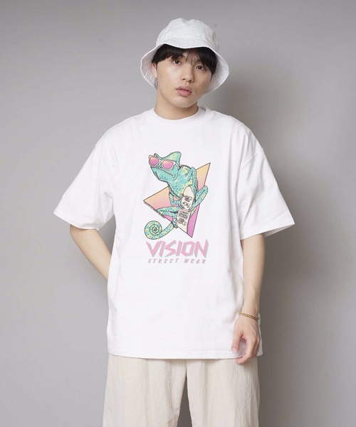 VISION STREET WEAR(ヴィジョンストリートウェア)の「【VISION STREET WEAR/ビジョンストリートウェア】カメレオンイラストTシャツ ワンポイントバックプリントブランドロゴ(Tシャツ/カットソー・メンズ・ブルー系その他/ブラック/ホワイト・LARGE/X-LARGE/MEDIUM)」の6枚目の写真