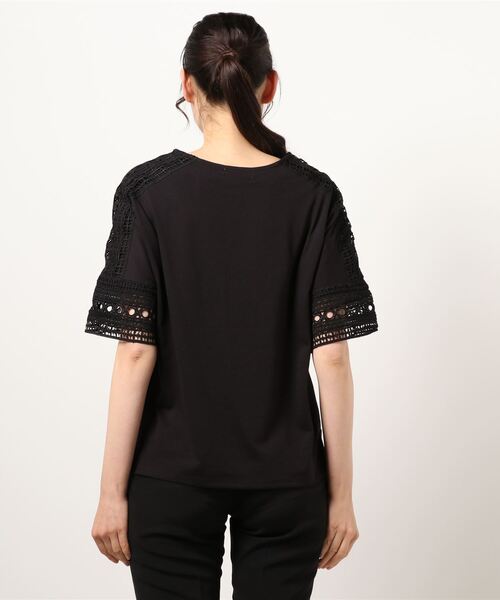 Samansa Mos2 blue（サマンサモスモスブルー）の「袖レースカットソー（Tシャツ/カットソー・レディース・グレー/オフホワイト/ブラック・ﾌﾘ-）」の5枚目の写真