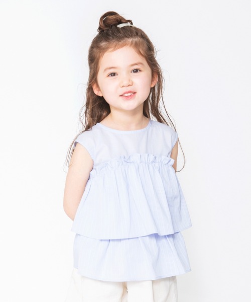 BRANSHES（ブランシェス）の「二段フリルチュニック（チュニック・キッズ・サックスブルー/ピンク・130cm/140cm/100cm/110cm/90cm/150cm/120cm）」の12枚目の写真