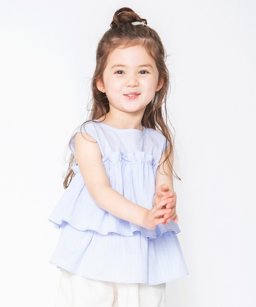 BRANSHES（ブランシェス）の「二段フリルチュニック（チュニック・キッズ・サックスブルー/ピンク・130cm/140cm/100cm/110cm/90cm/150cm/120cm）」の17枚目の写真
