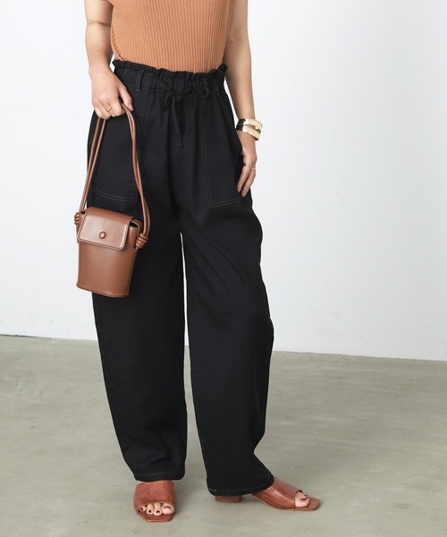 BONLECILL（ボンルシール）の「バルーンシルエット コットンツイル ベイカーイージーパンツ（デニムパンツ・レディース・ブラウン/ネイビー/オリーブ/オフホワイト/ブルー/ホワイト/ダークベージュ/ブラック・FREE）」の11枚目の写真