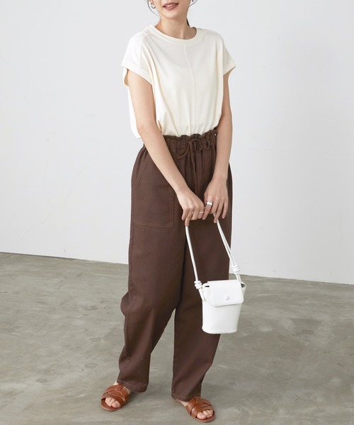 BONLECILL（ボンルシール）の「バルーンシルエット コットンツイル ベイカーイージーパンツ（デニムパンツ・レディース・ブラウン/ネイビー/オリーブ/オフホワイト/ブルー/ホワイト/ダークベージュ/ブラック・FREE）」の19枚目の写真
