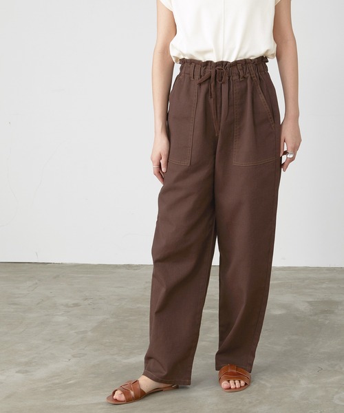 BONLECILL（ボンルシール）の「バルーンシルエット コットンツイル ベイカーイージーパンツ（デニムパンツ・レディース・ブラウン/ネイビー/オリーブ/オフホワイト/ブルー/ホワイト/ダークベージュ/ブラック・FREE）」の18枚目の写真