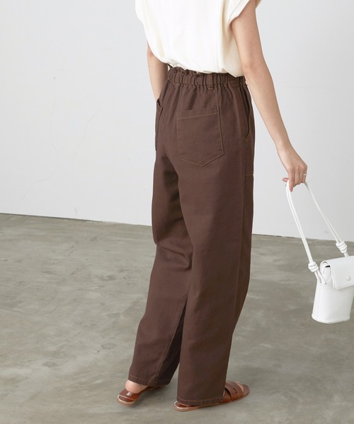 BONLECILL（ボンルシール）の「バルーンシルエット コットンツイル ベイカーイージーパンツ（デニムパンツ・レディース・ブラウン/ネイビー/オリーブ/オフホワイト/ブルー/ホワイト/ダークベージュ/ブラック・FREE）」の17枚目の写真