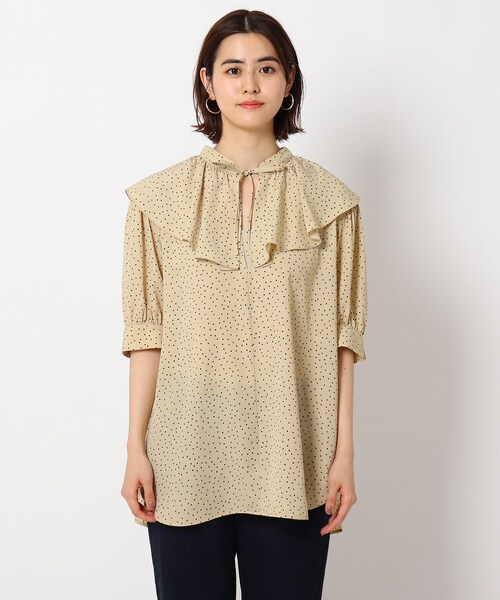 THE SHOP TK (ザ ショップ ティーケー )の「◆ランダムドット襟フリルブラウス(シャツ/ブラウス・レディース・ブラック系/ベージュ系・12/13)」の4枚目の写真