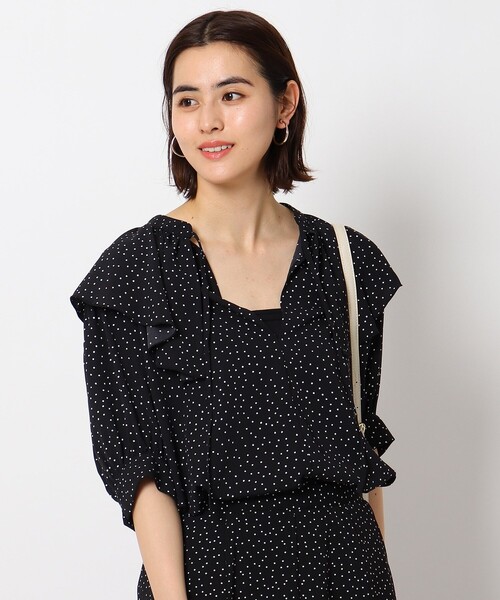 THE SHOP TK (ザ ショップ ティーケー )の「◆ランダムドット襟フリルブラウス(シャツ/ブラウス・レディース・ブラック系/ベージュ系・12/13)」の5枚目の写真