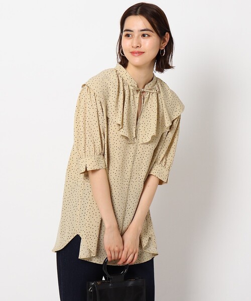 THE SHOP TK (ザ ショップ ティーケー )の「◆ランダムドット襟フリルブラウス(シャツ/ブラウス・レディース・ブラック系/ベージュ系・12/13)」の6枚目の写真