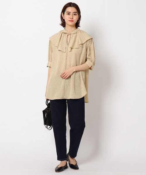 THE SHOP TK (ザ ショップ ティーケー )の「◆ランダムドット襟フリルブラウス(シャツ/ブラウス・レディース・ブラック系/ベージュ系・12/13)」の14枚目の写真