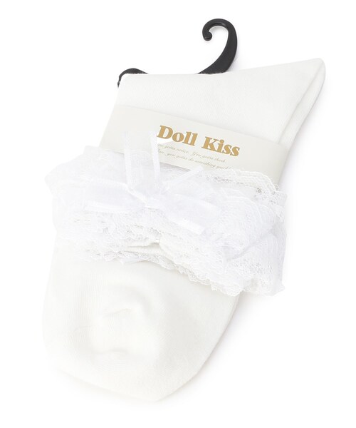 DOLL KISS(ドールキス)の「◆レースクルーソックス 靴下(ソックス/靴下・レディース・ホワイト/ブラック・99)」の2枚目の写真