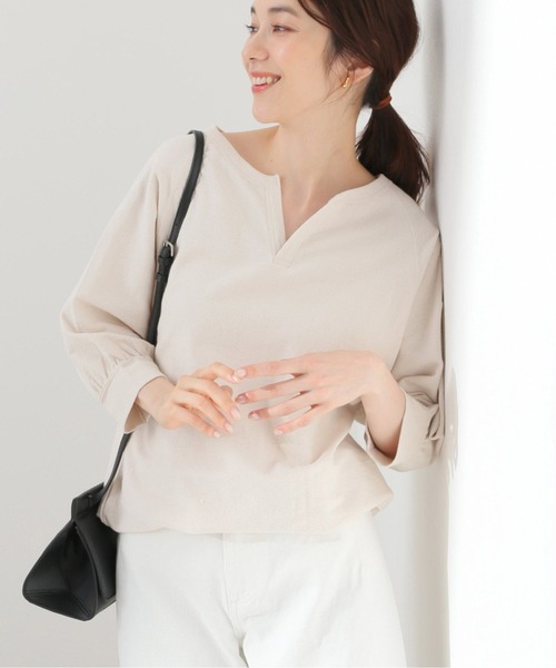 SLOBE IENA(スローブイエナ)の「パイルキーネックプルオーバー【手洗い可能】◆(Tシャツ/カットソー・レディース・ナチュラル/ブラック・FREE)」の13枚目の写真