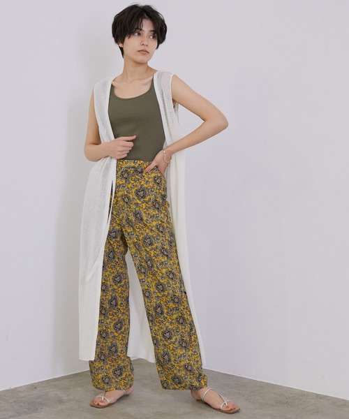 MADEMOISELLE ROPE'（マドモアゼル ロペ）の「【手洗い可】【前後2WAY】メッシュロングジレ（ベスト・レディース・ベージュ/オフホワイト・38）」の5枚目の写真