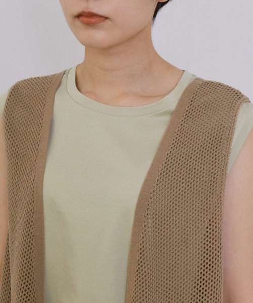 MADEMOISELLE ROPE'（マドモアゼル ロペ）の「【手洗い可】【前後2WAY】メッシュロングジレ（ベスト・レディース・ベージュ/オフホワイト・38）」の8枚目の写真