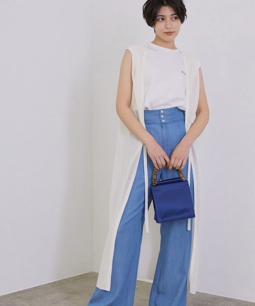 MADEMOISELLE ROPE'（マドモアゼル ロペ）の「【手洗い可】【前後2WAY】メッシュロングジレ（ベスト・レディース・ベージュ/オフホワイト・38）」の15枚目の写真