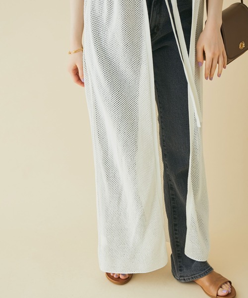 MADEMOISELLE ROPE'（マドモアゼル ロペ）の「【手洗い可】【前後2WAY】メッシュロングジレ（ベスト・レディース・ベージュ/オフホワイト・38）」の14枚目の写真