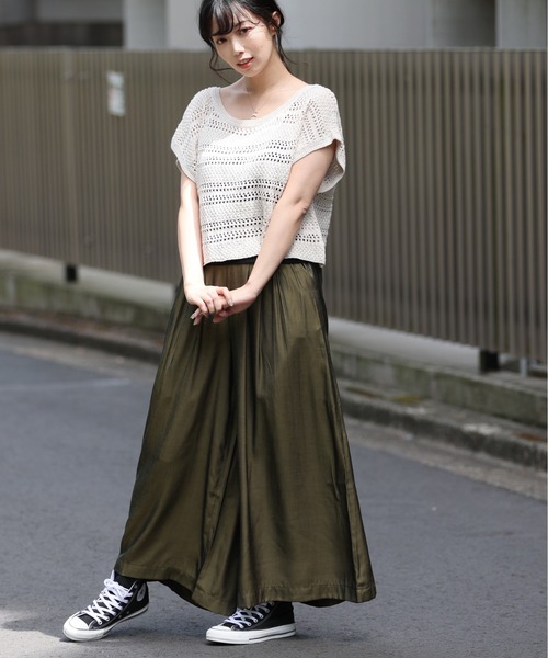 ARCANUM DESIGN（アルカナムデザイン）の「ARL 5G KNIT フレンチスリーブニット×キャミソール（ニット/セーター・レディース・ブラック/グレー/モカ/ベージュ・FREE）」の12枚目の写真